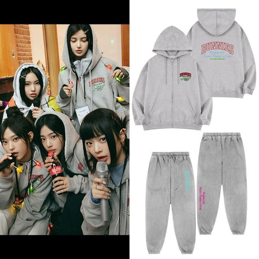 NEWJEANS BUNNIES CAMP HOODIE AND PANTS